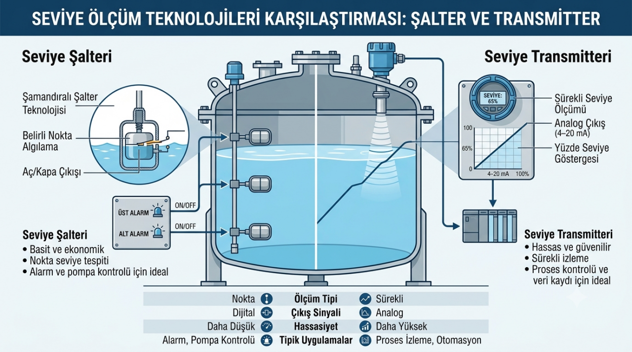 Seviye Şalteri ve Seviye Transmitteri Arasındaki Farklar Nelerdir?
